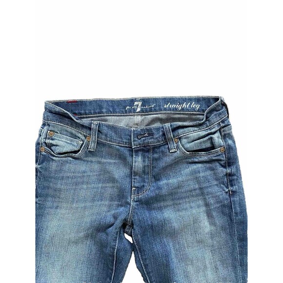 7 For All Mankind Medium Dark Wash Straight Leg Slim Jeans Size 25 Red Label - Picture 3 of 9